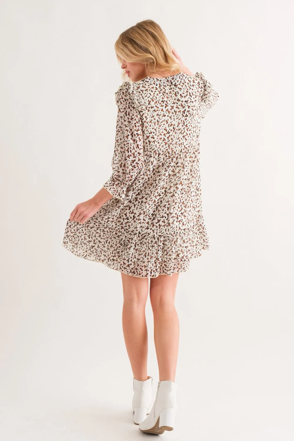 🌟 And The Why Leopard Ruffle Hem Woven Mini Dress 🌟
