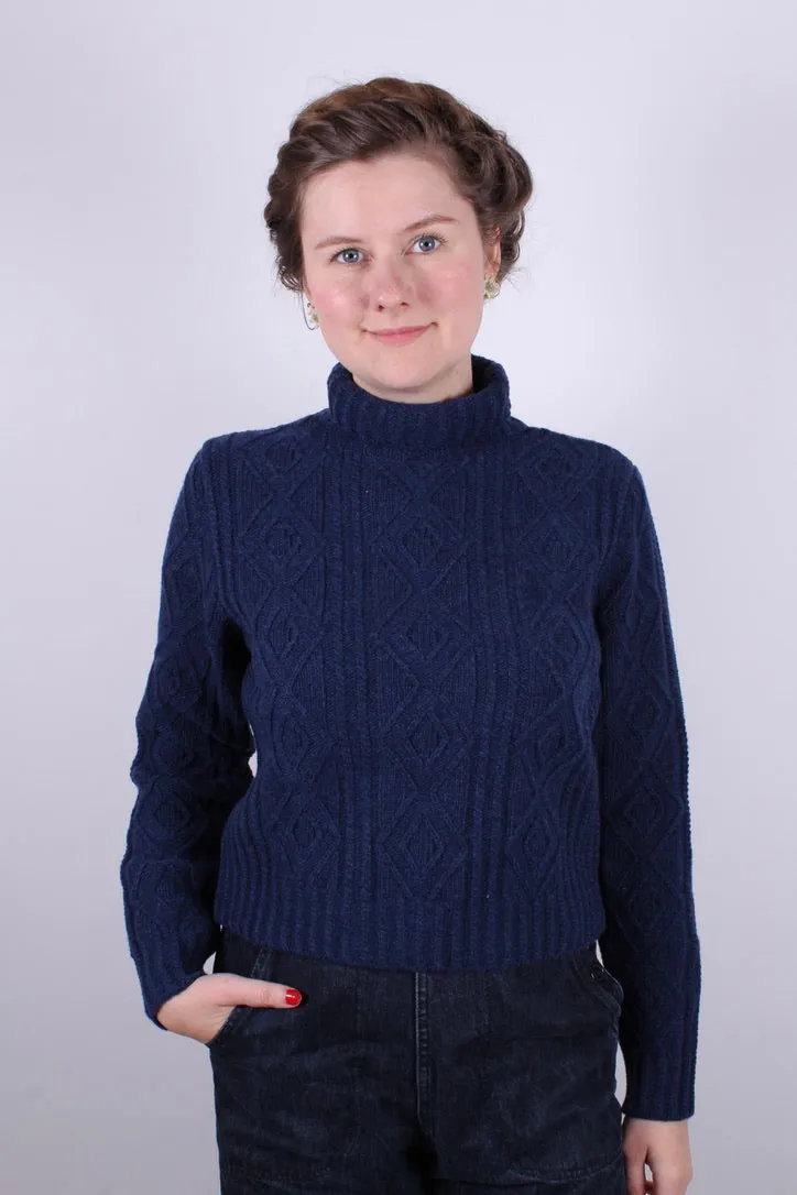 1940s / 1950s vintage style turtleneck pullover - Navy blue - Inger