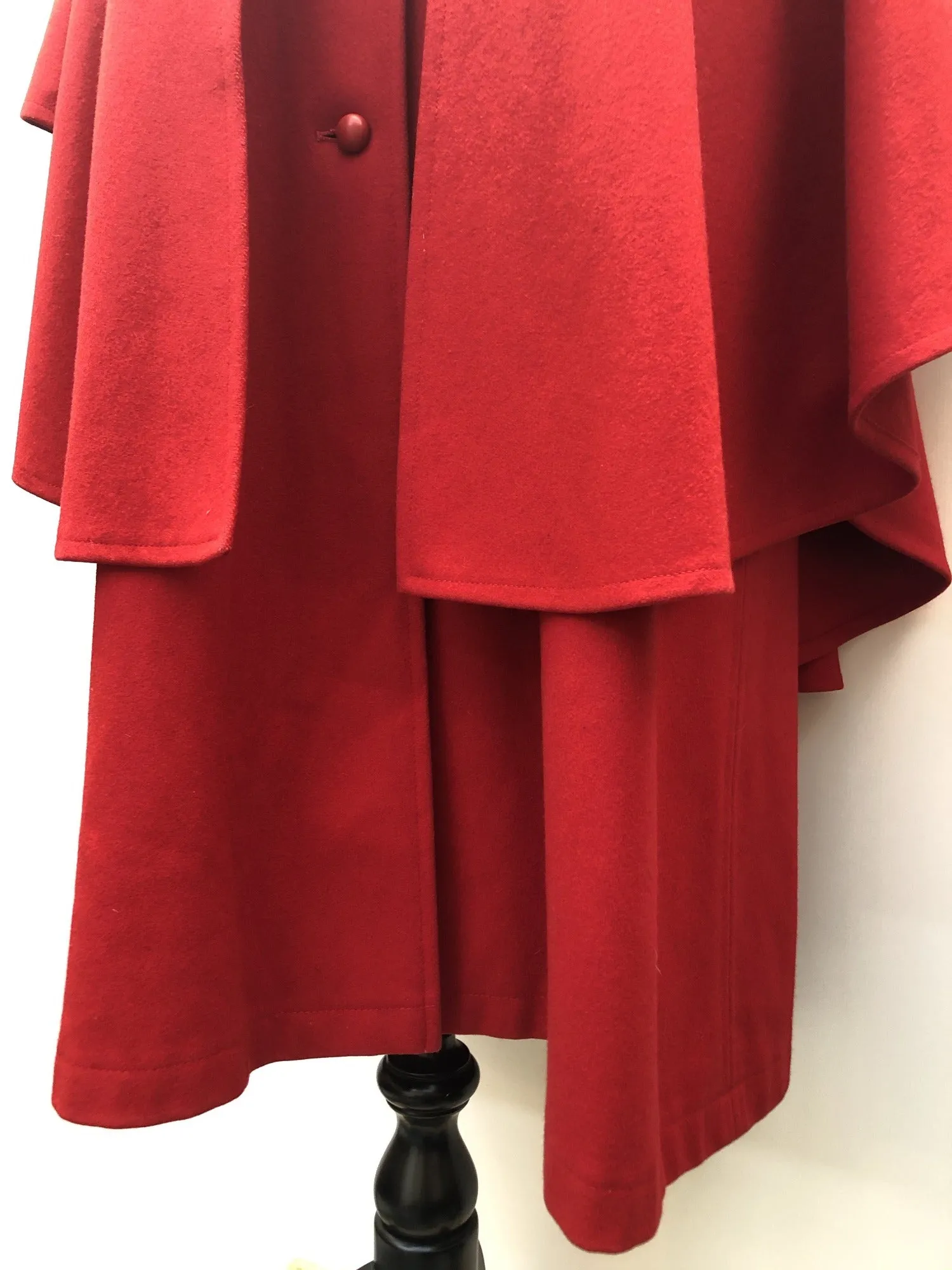 1960s Full Length Cape Coat - Red - Size 14