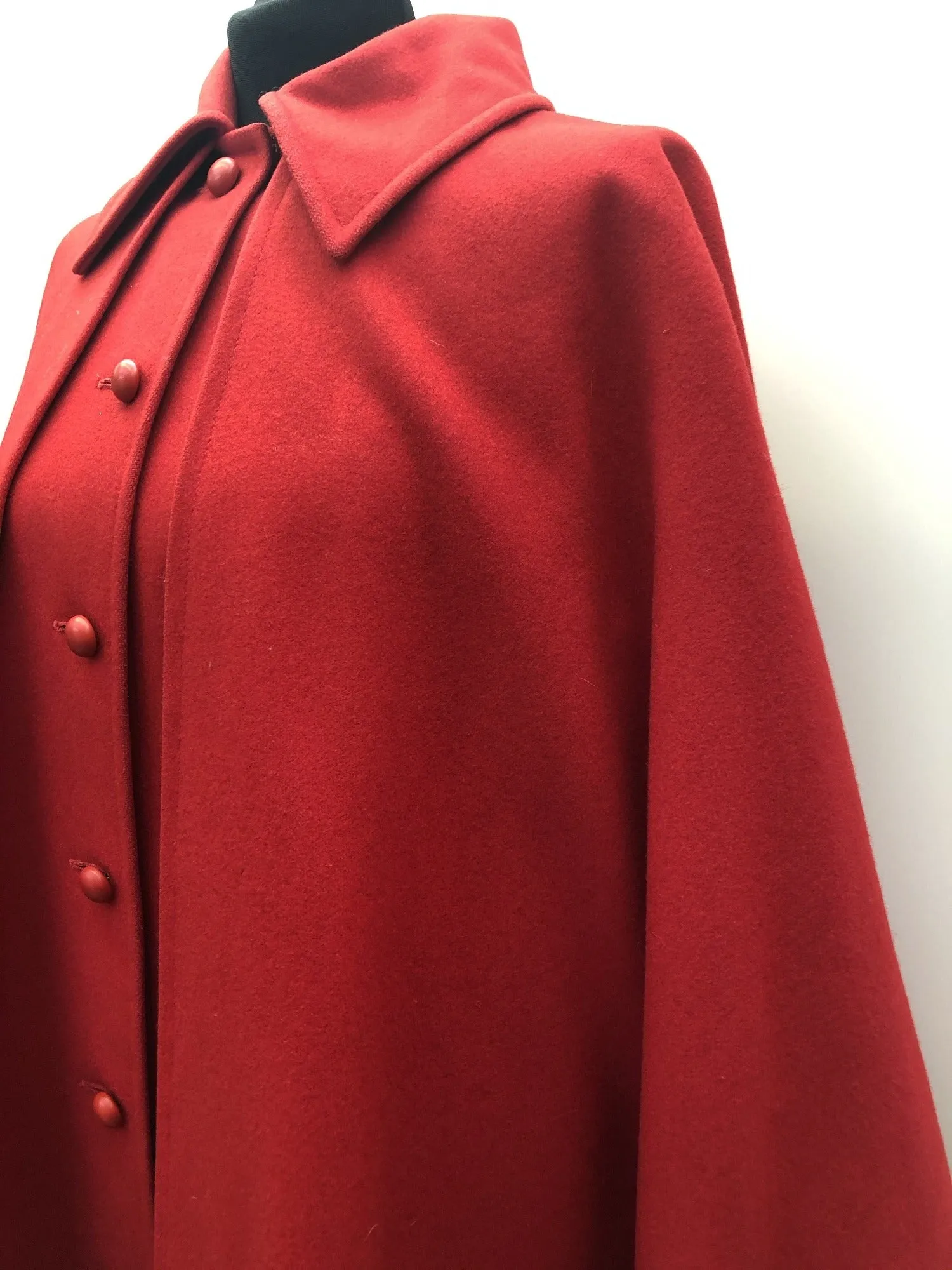 1960s Full Length Cape Coat - Red - Size 14