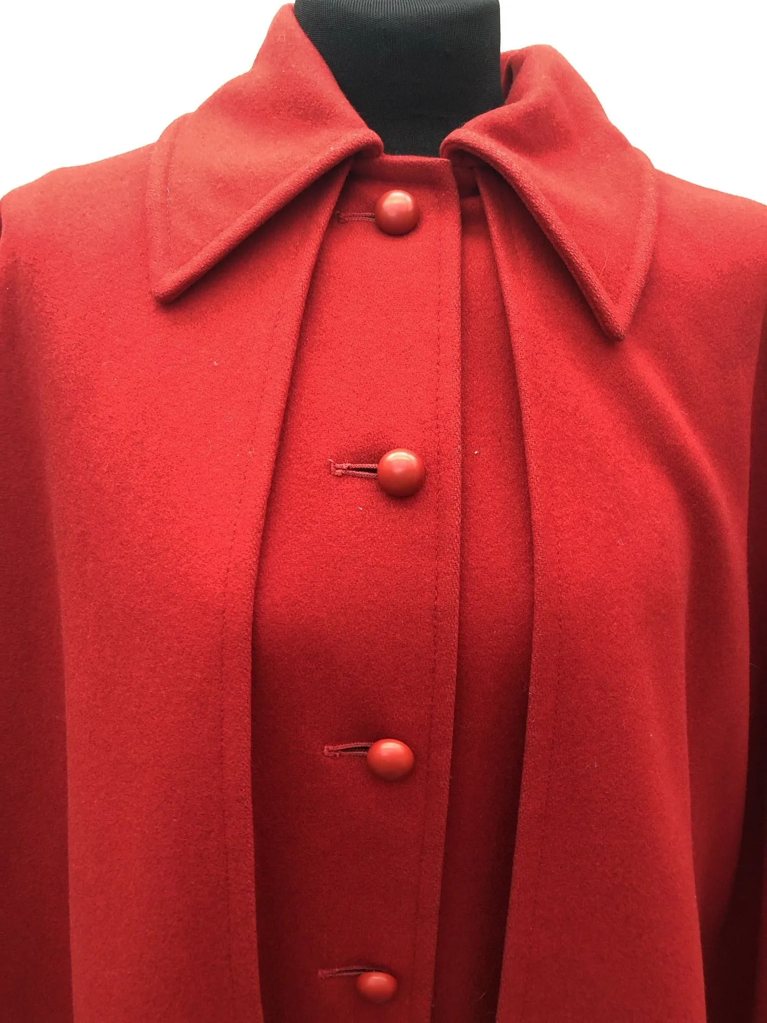 1960s Full Length Cape Coat - Red - Size 14