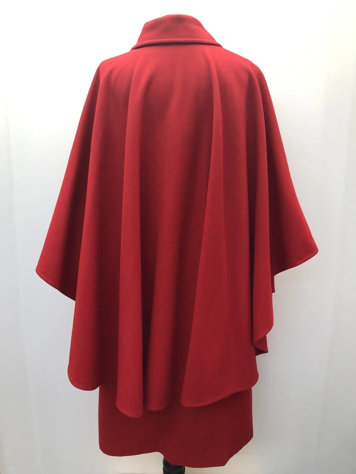 1960s Full Length Cape Coat - Red - Size 14
