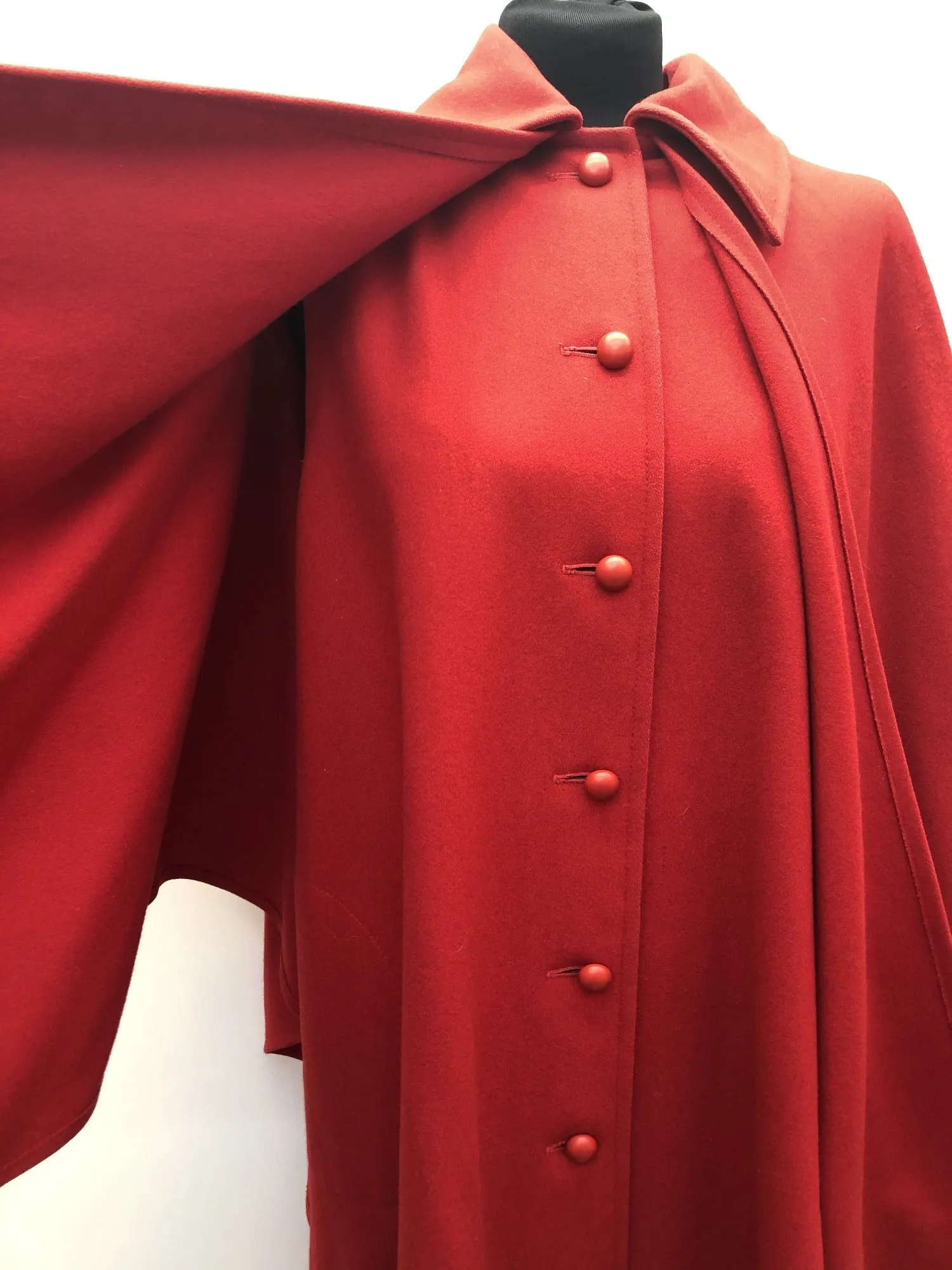 1960s Full Length Cape Coat - Red - Size 14