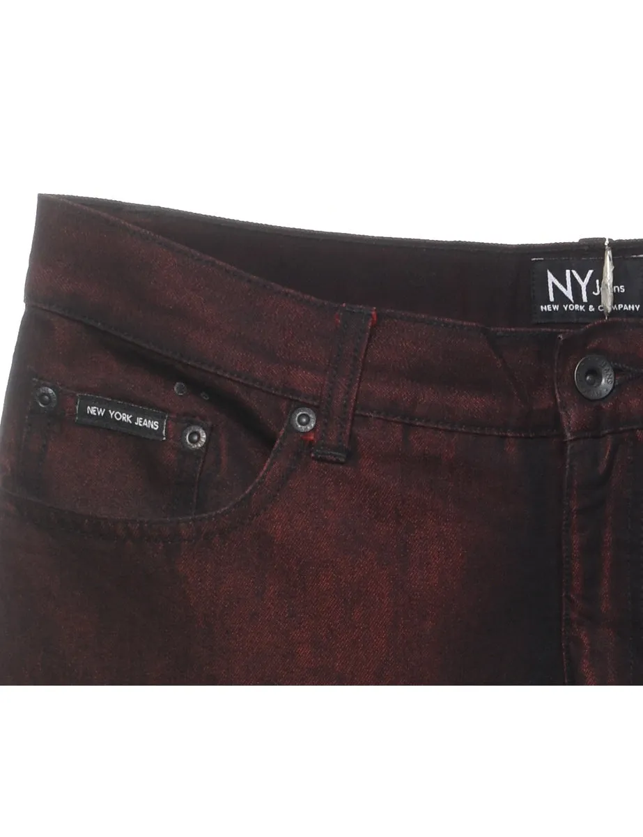 1990s Maroon & Black Tapered Jeans - W32 L33