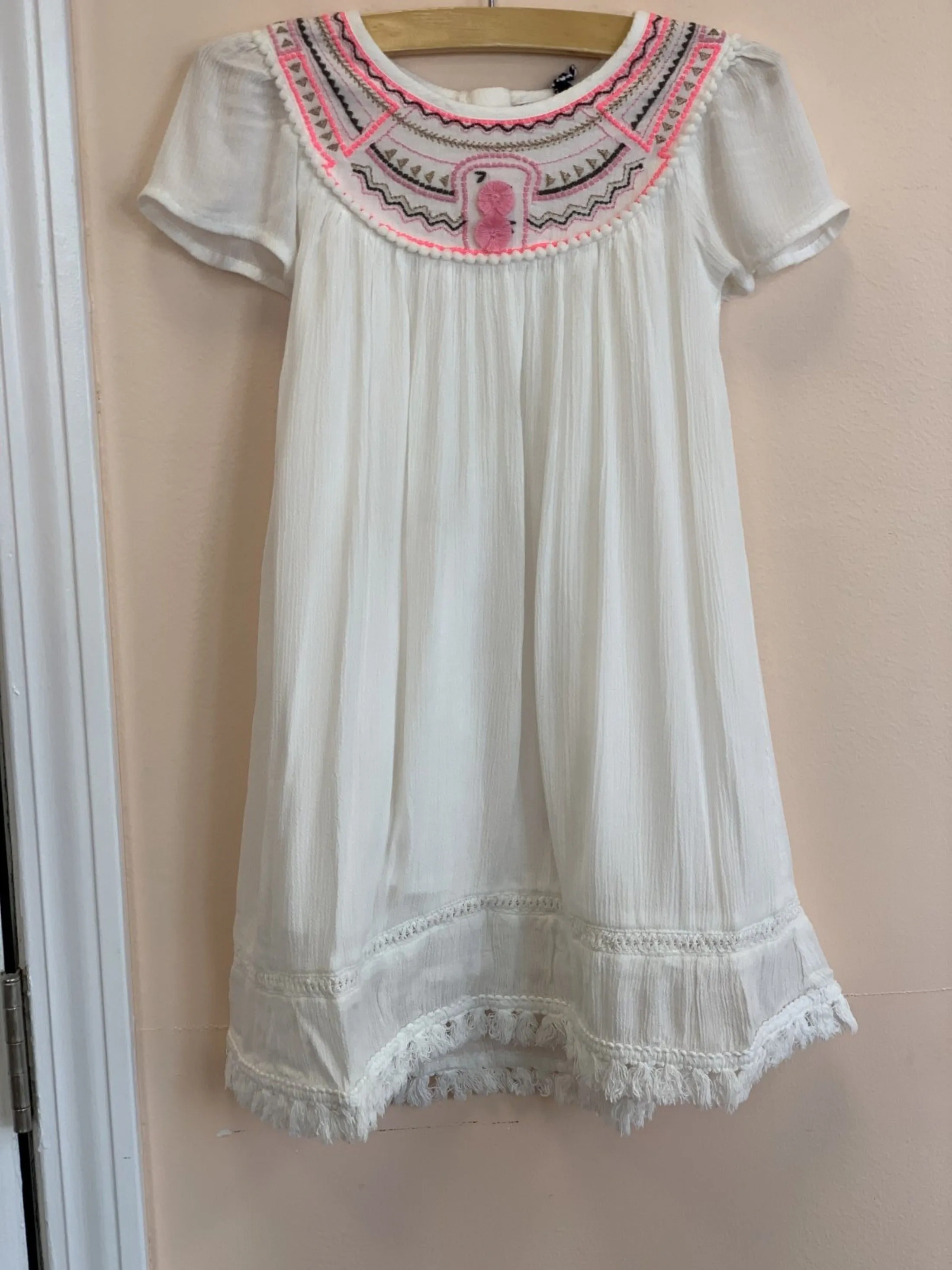 3Pommes Girls Arizona Girl Off White Short Sleeve Dress