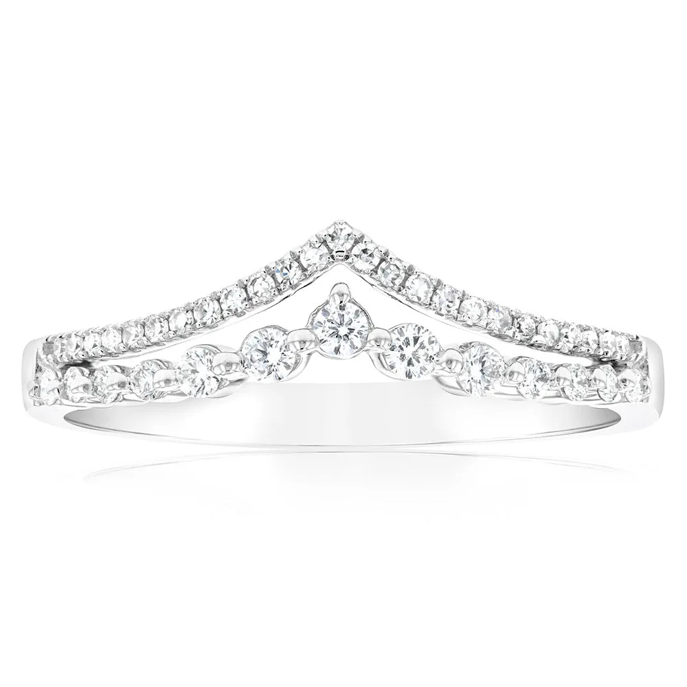 9ct White Gold 1/3 Carat Luminesce Lab Grown Diamond V Dress Ring