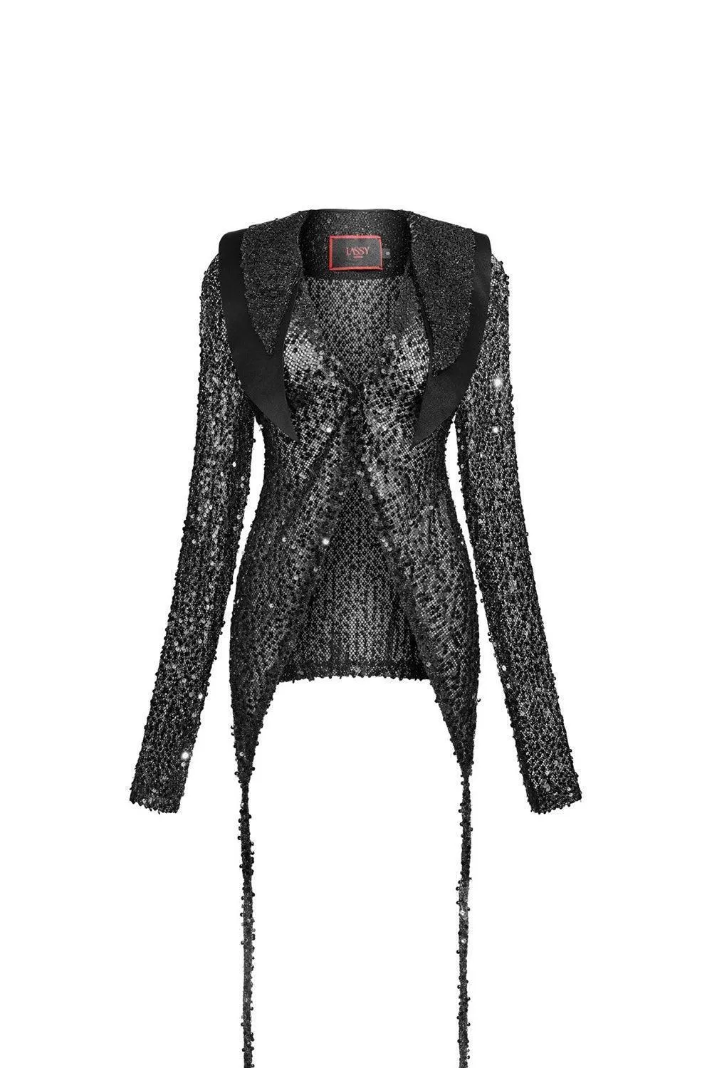 Amira Bodycon See-Through Mesh Sequin Shirt