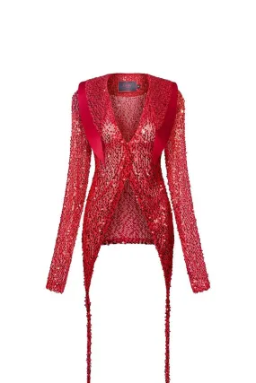 Amira Bodycon See-Through Mesh Sequin Shirt