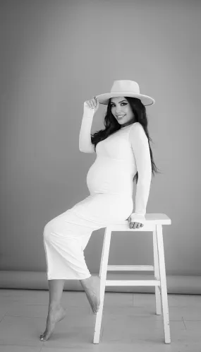 Ankle length Scoop Neck Maternity Dress
