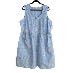 Basic Editions K-Mart Women's Sleeveless Blue Polka Dot Button Front Dress - New