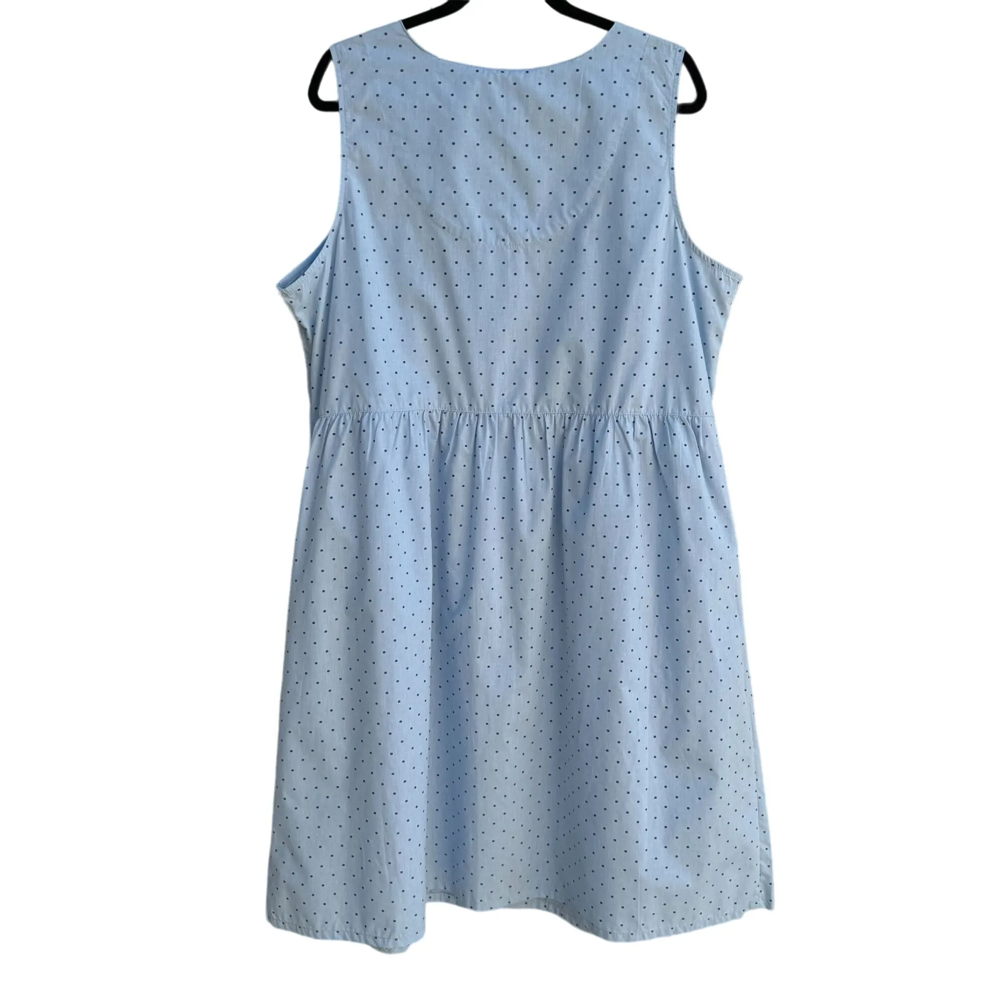 Basic Editions K-Mart Women's Sleeveless Blue Polka Dot Button Front Dress - New