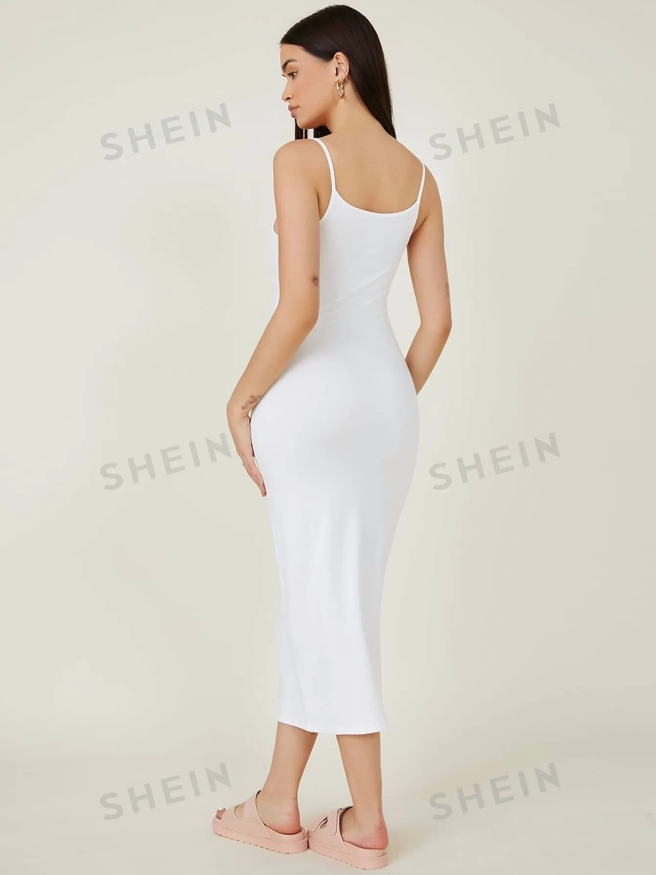 BASICS Solid Cami Bodycon Casual Dinner Dating Dress