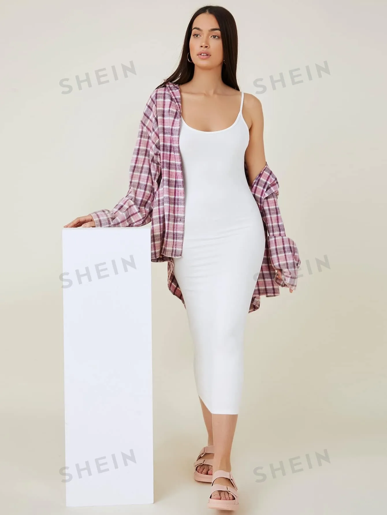 BASICS Solid Cami Bodycon Casual Dinner Dating Dress