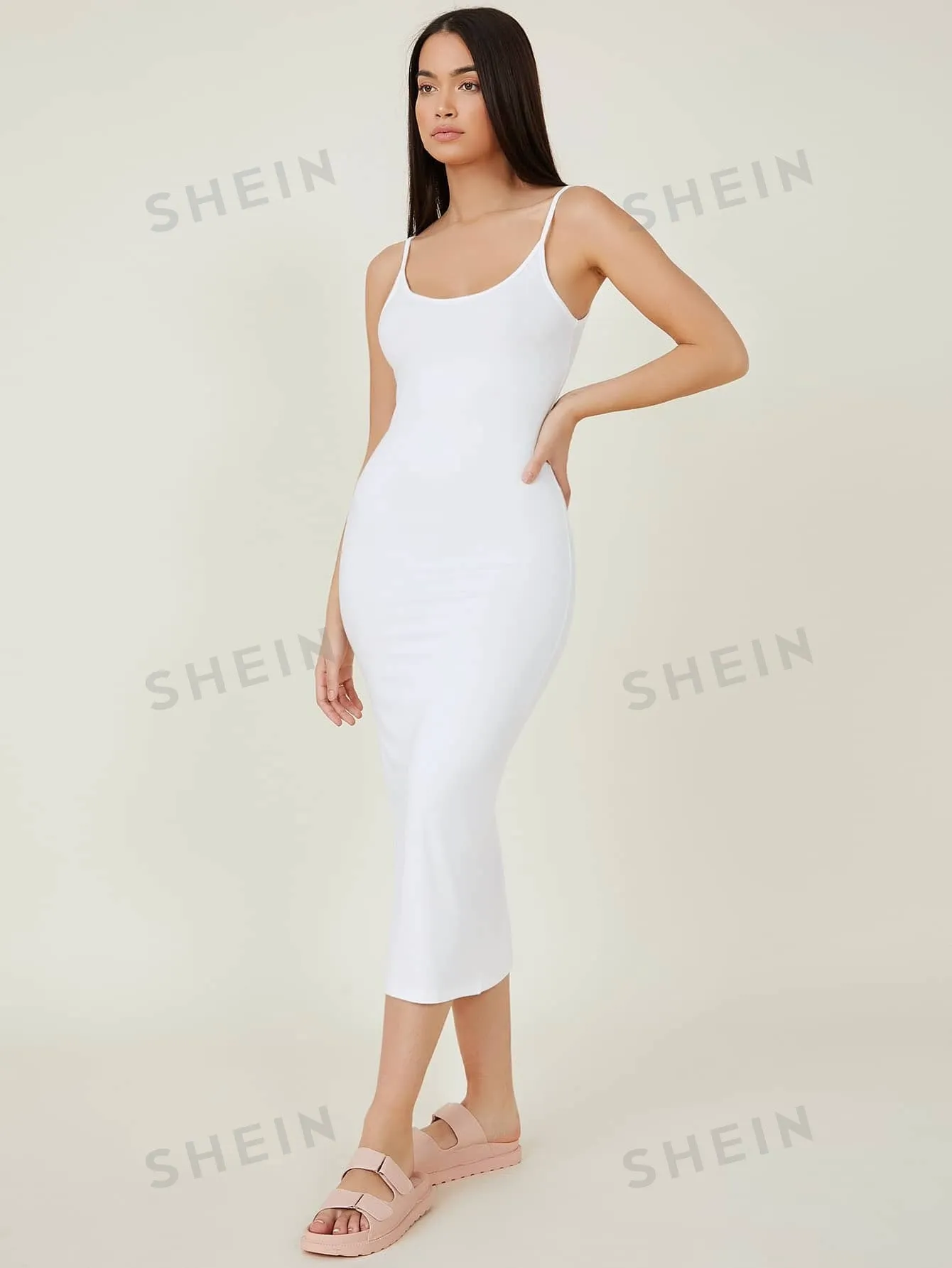 BASICS Solid Cami Bodycon Casual Dinner Dating Dress