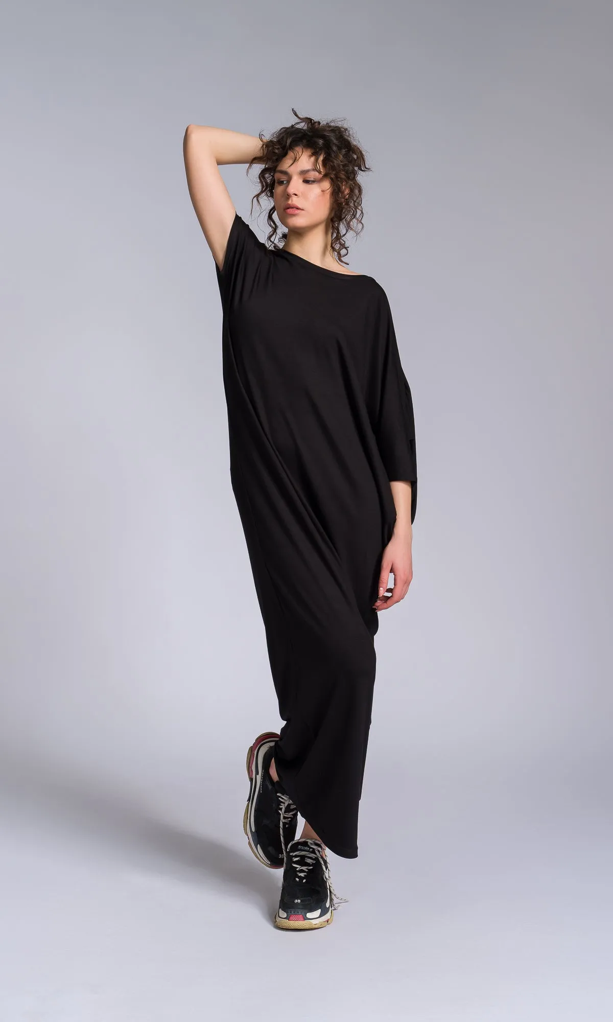 Batwing Sleeve Asymmetric Dress