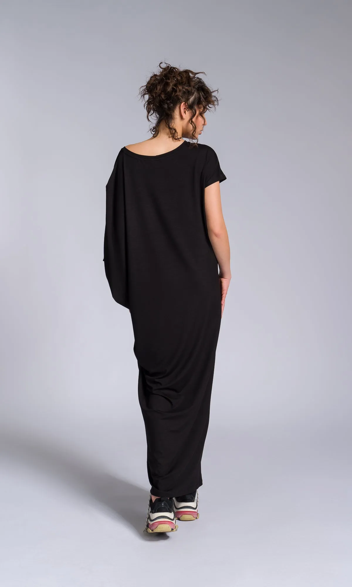 Batwing Sleeve Asymmetric Dress