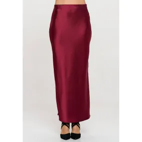 Bay Ridge Burgundy Satin Maxi Skirt