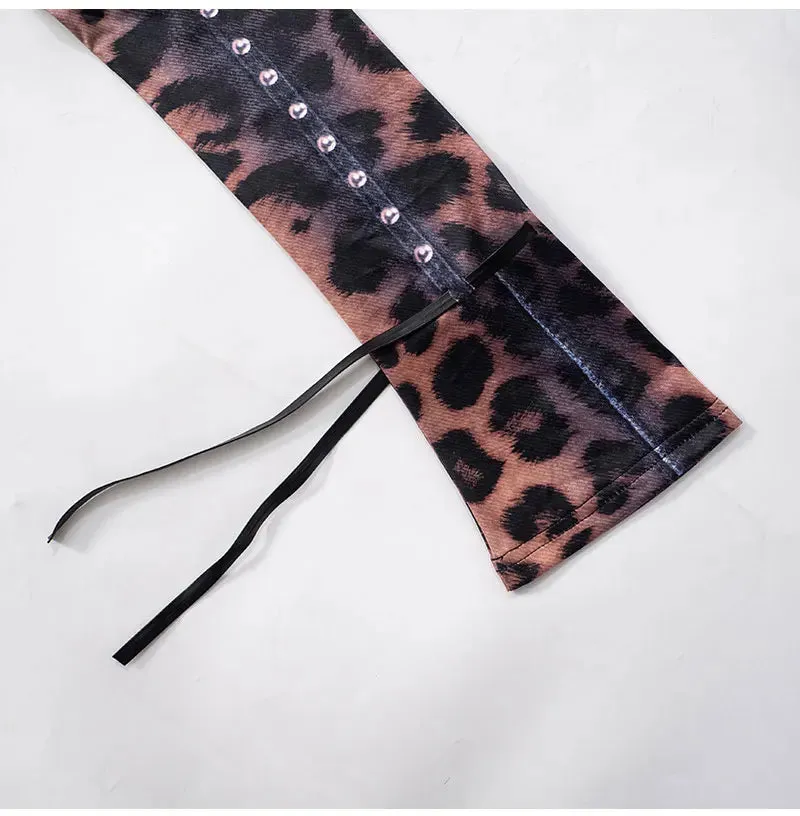 Black Animal Print Long Sleeve Bodycon Mini Dress