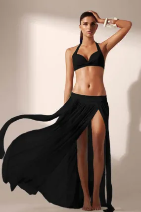 Black Elegant Mesh Maxi Skirt Cool Beachwear