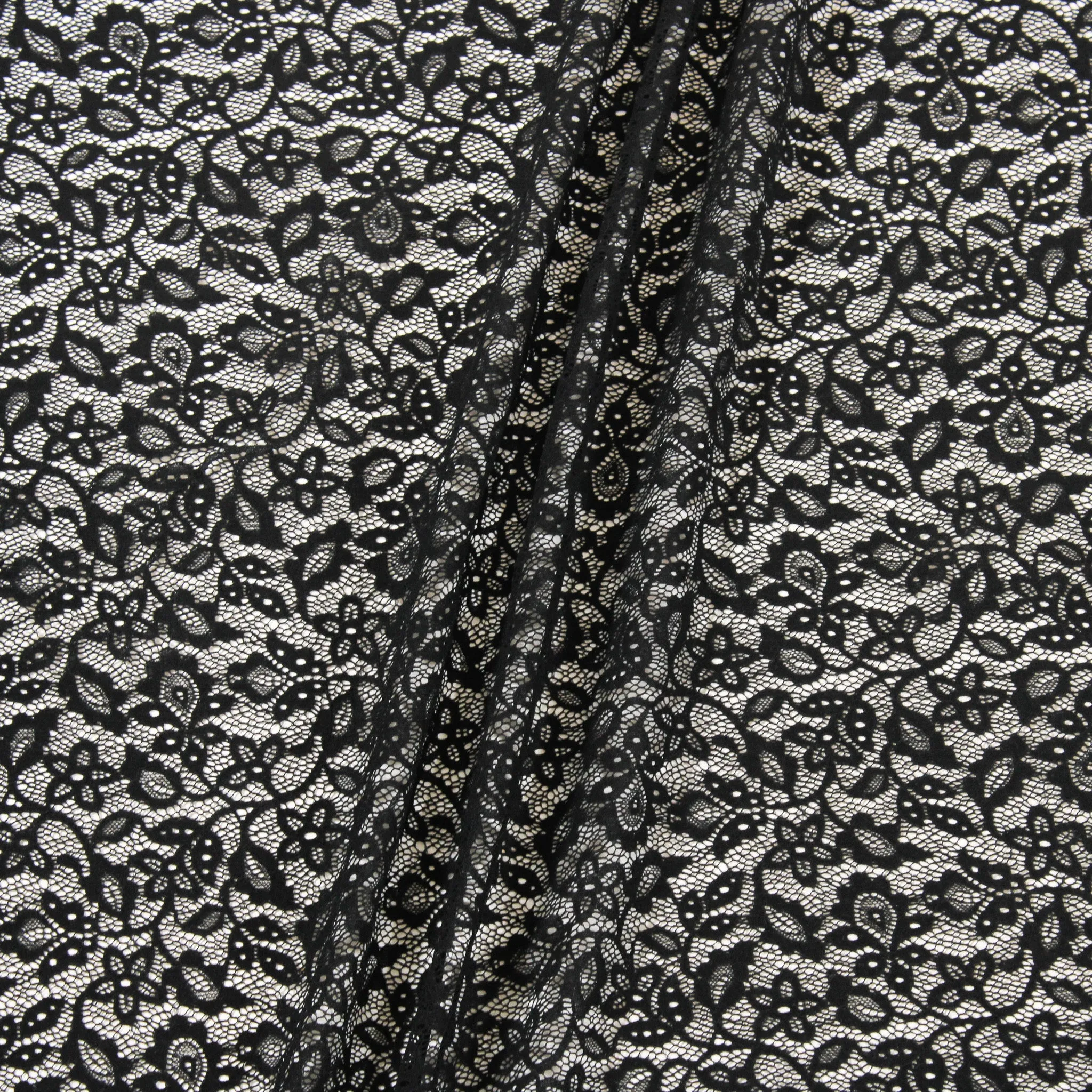 BLACK FLORAL STRETCH LACE