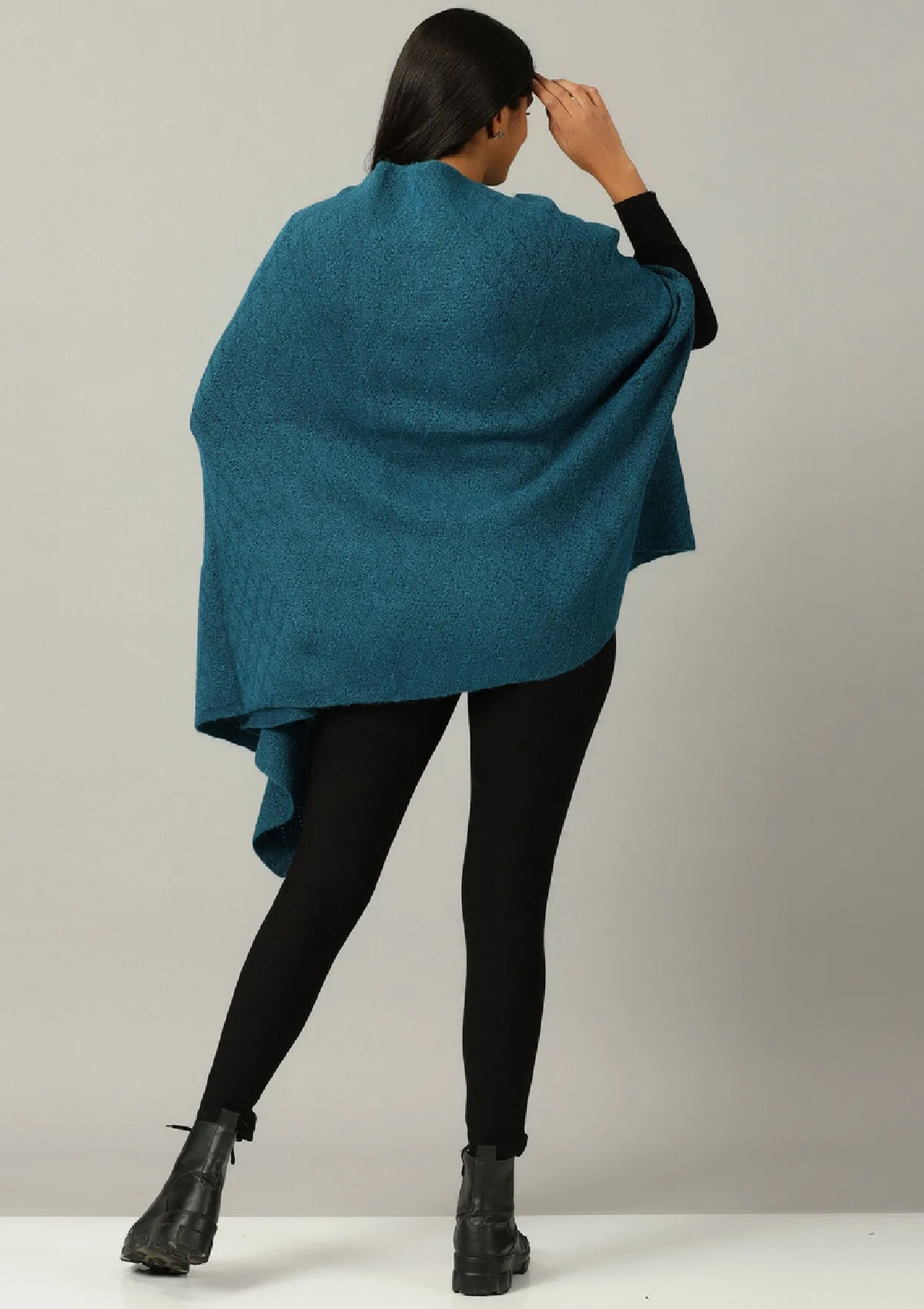 Blue Knitted Poncho
