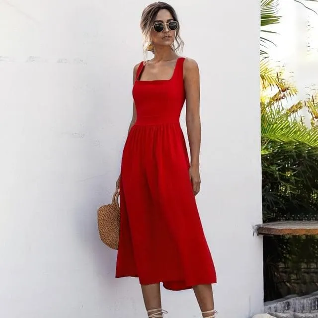 BOHO BACKLESS RUCHED SLIP MIDI DRESS