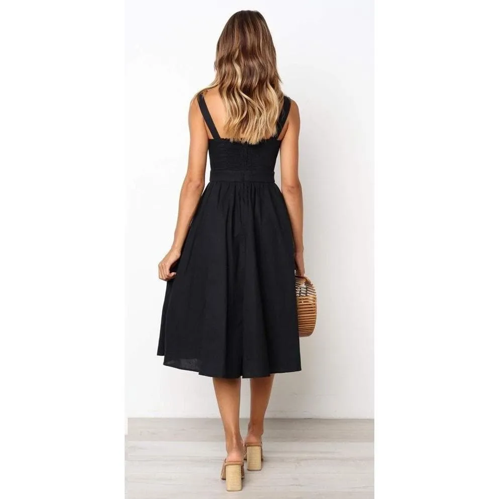 BOHO BACKLESS RUCHED SLIP MIDI DRESS