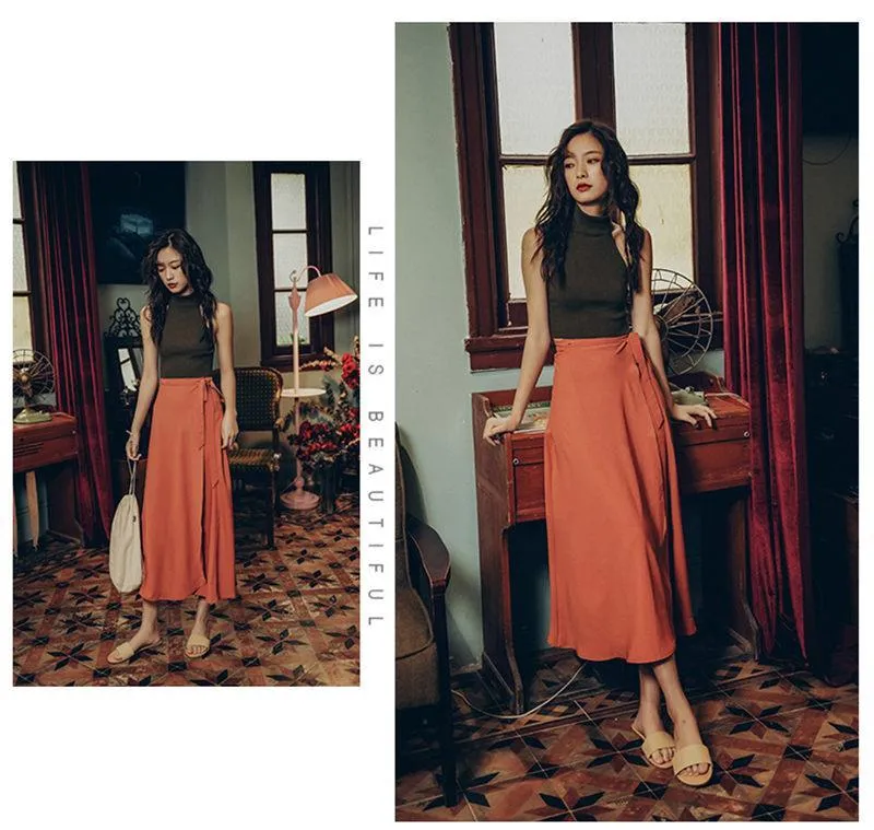 Boho Wrap Midi Skirt