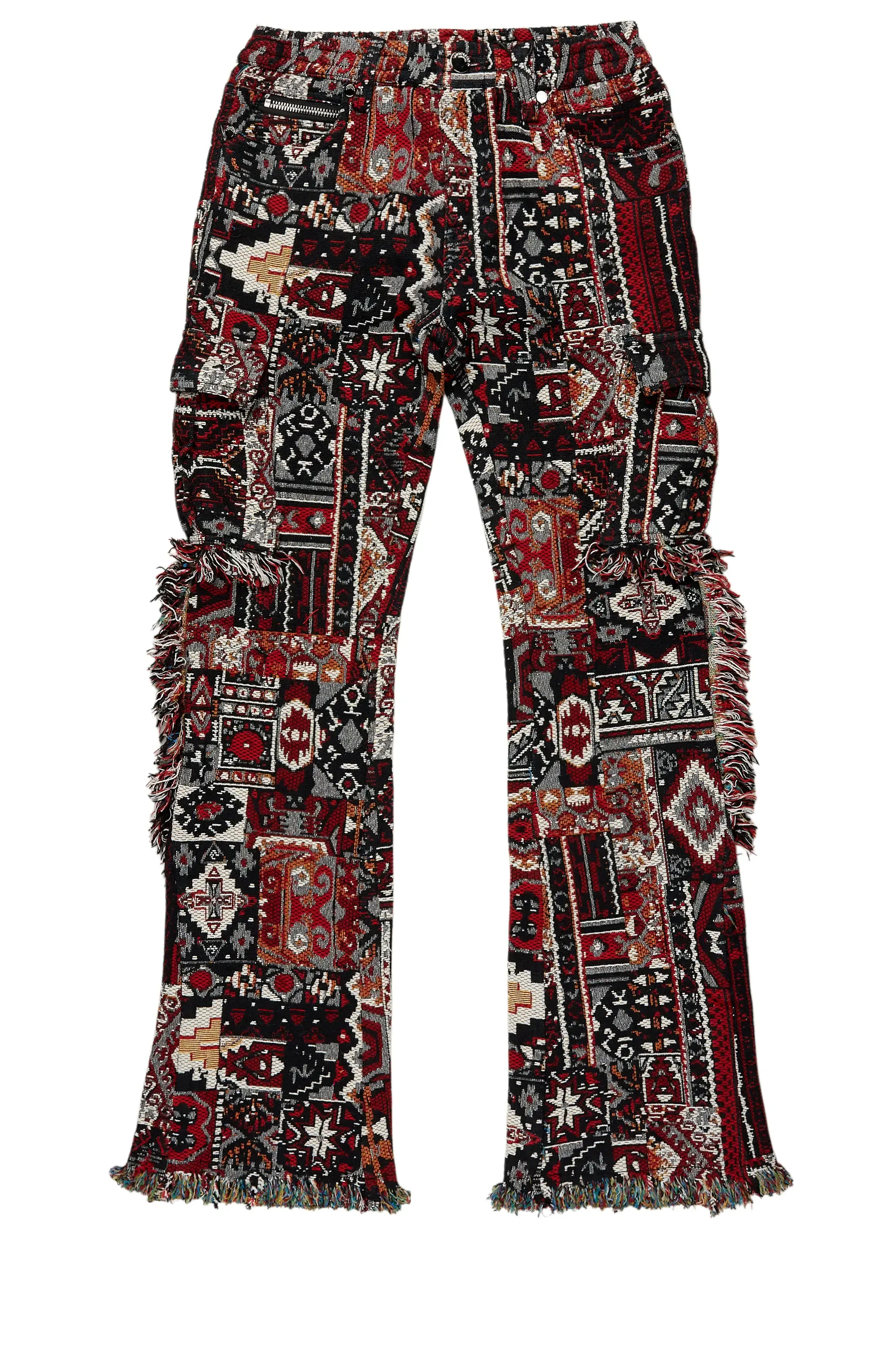 Boys Ayami Black/Multi Slim Tapestry Flare Pants