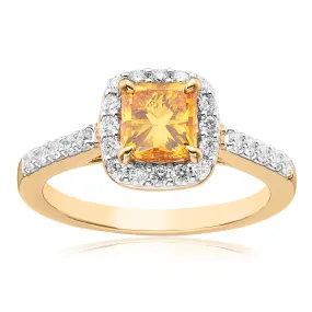 Celebration 18ct Yellow Gold Cushion & Round Cut 1.40 CARAT tw of Lab Grown Diamond Ring