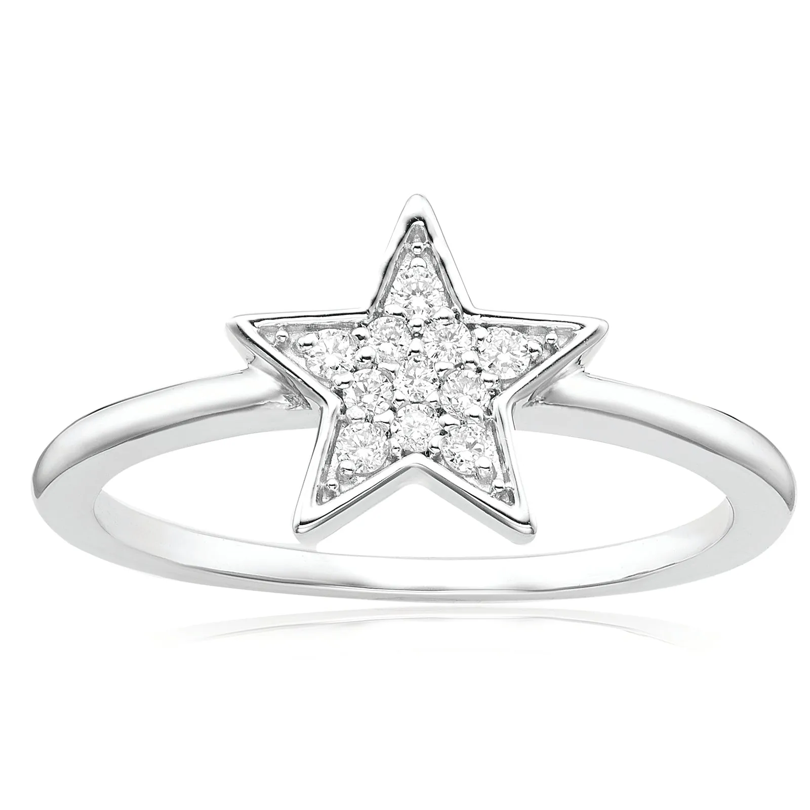 Celebration Sterling Silver with Round Brilliant Cut 0.10 CARAT tw of Lab Grown Diamond Ring