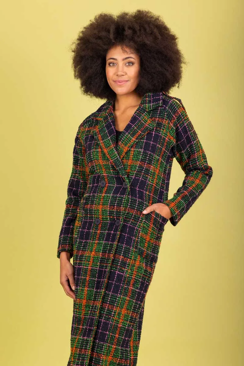 Charlo Simone Check Coat ch192
