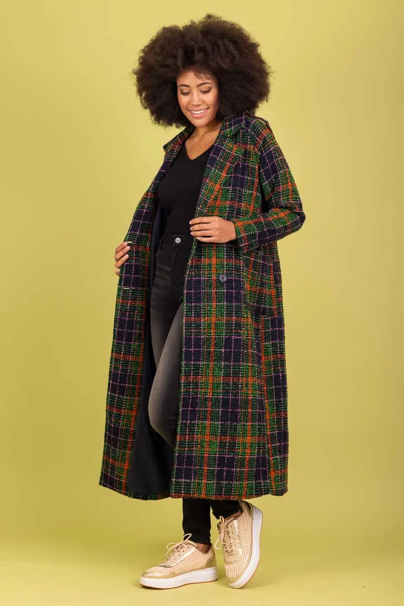 Charlo Simone Check Coat ch192