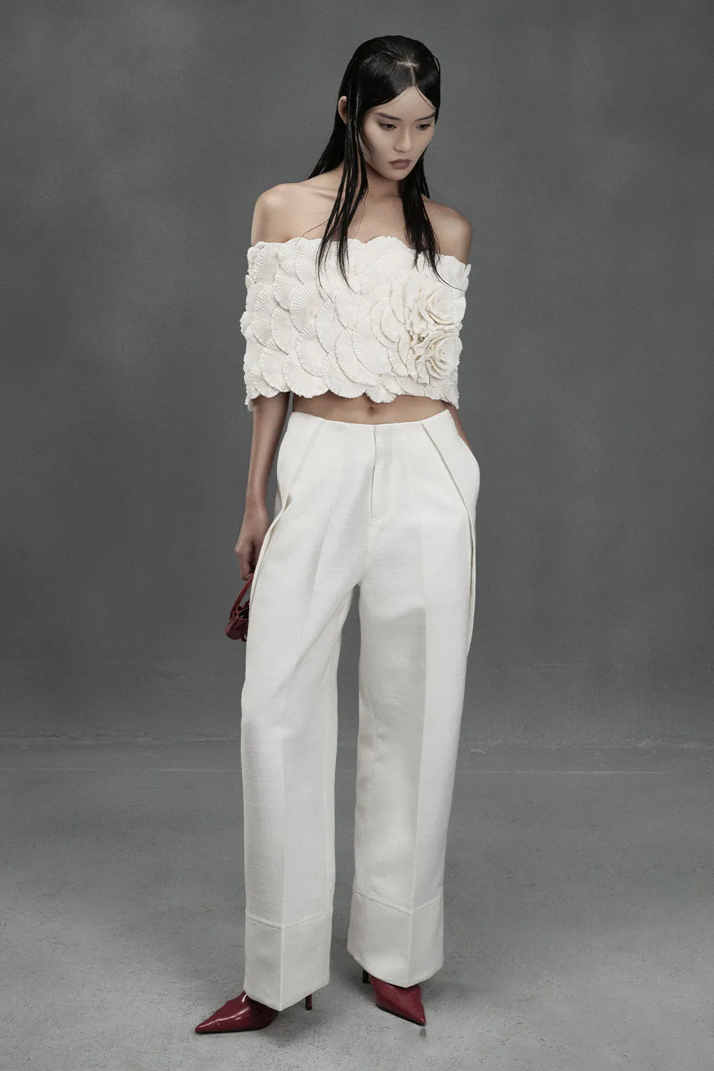 Claim Bodycon Off-Shoulder Chiffon Top
