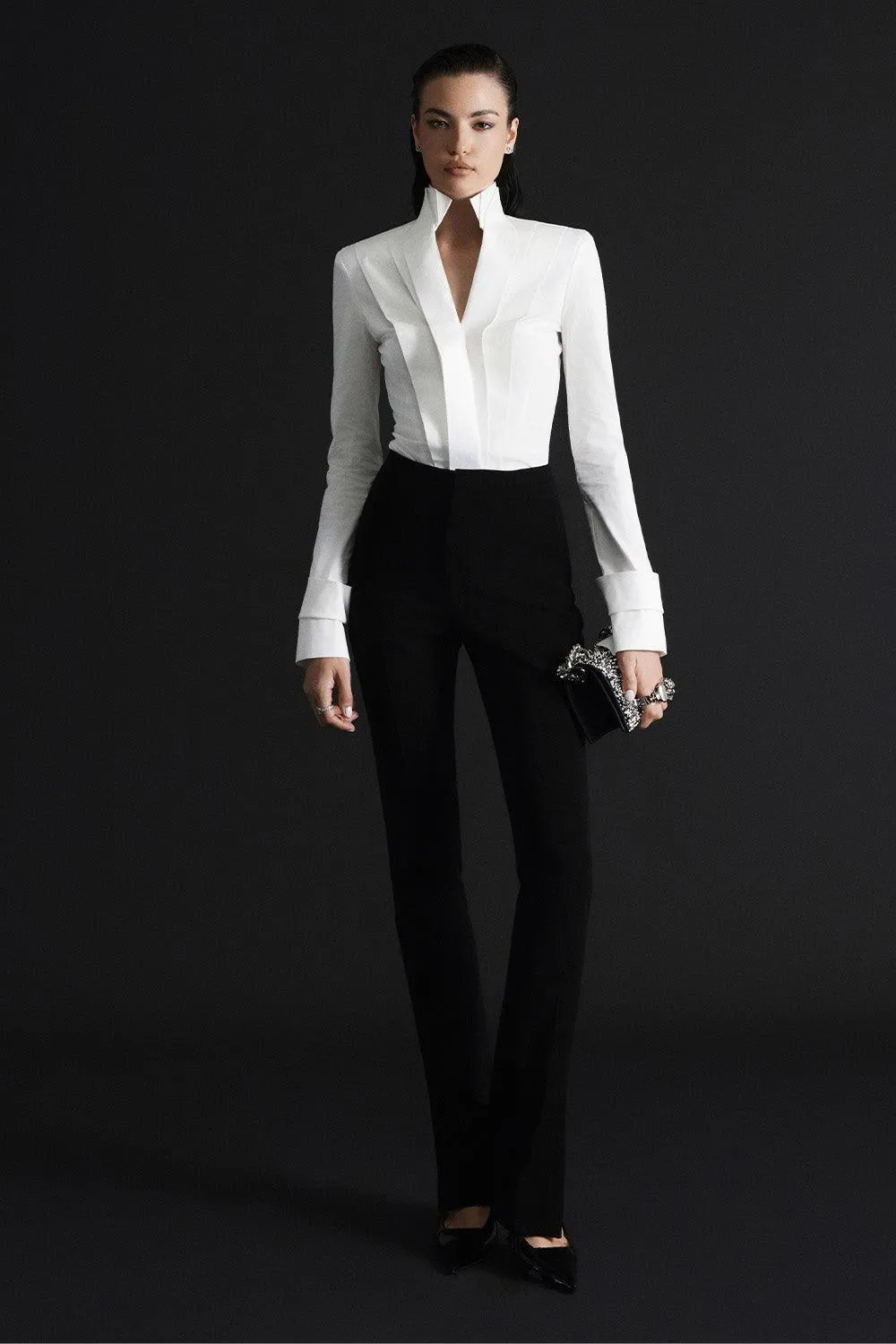 Creamery Bodycon Cuff Sleeved Cotton Shirt