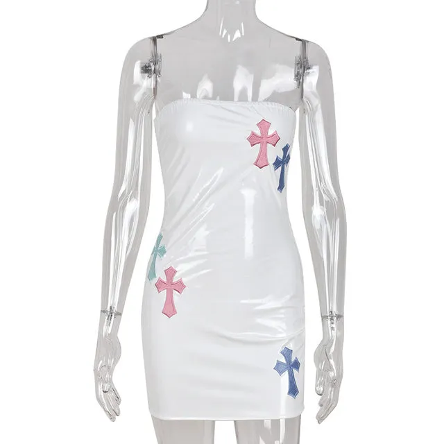 Crossed Out Strapless Dress