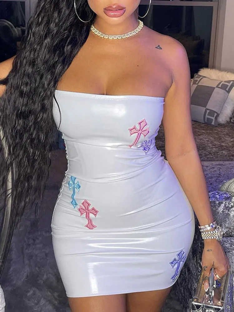 Crossed Out Strapless Dress