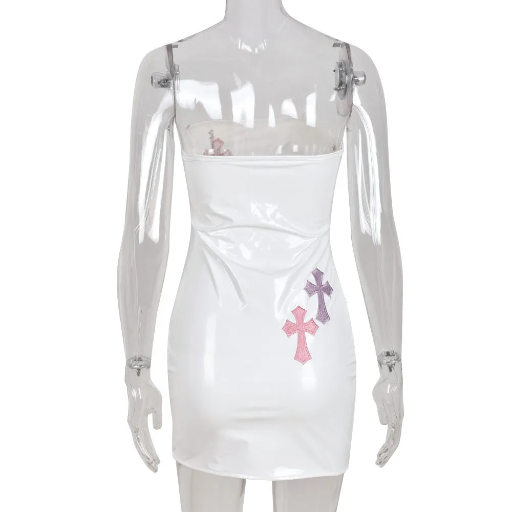Crossed Out Strapless Dress