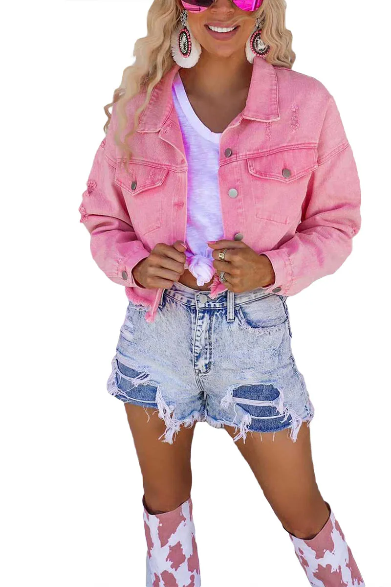 CS3363 Raw Hem Denim Jacket Outerwear