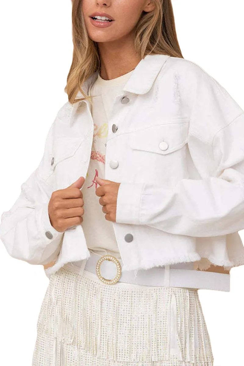 CS3363 Raw Hem Denim Jacket Outerwear