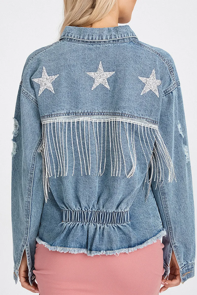 CS3363 Raw Hem Denim Jacket Outerwear