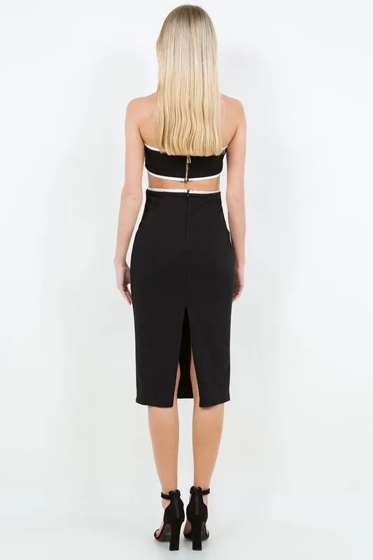 Cutout Detail Halter Neck Midi Dress