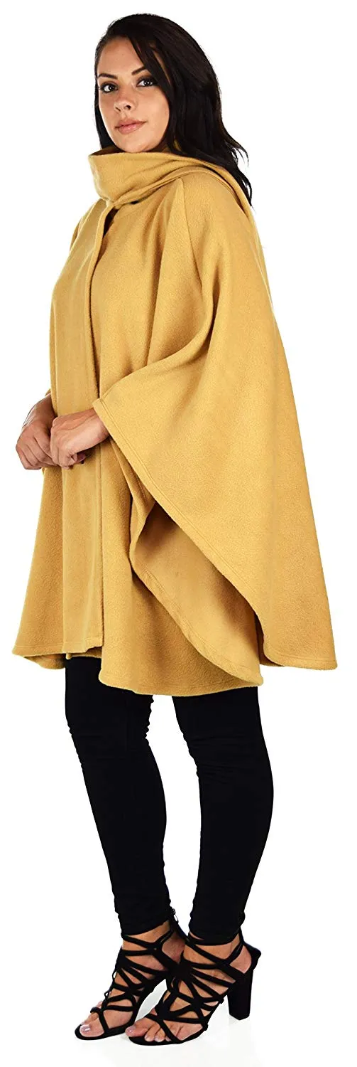 Dare2bStylish Women Poncho Style Fleece Cover Up with Muffler