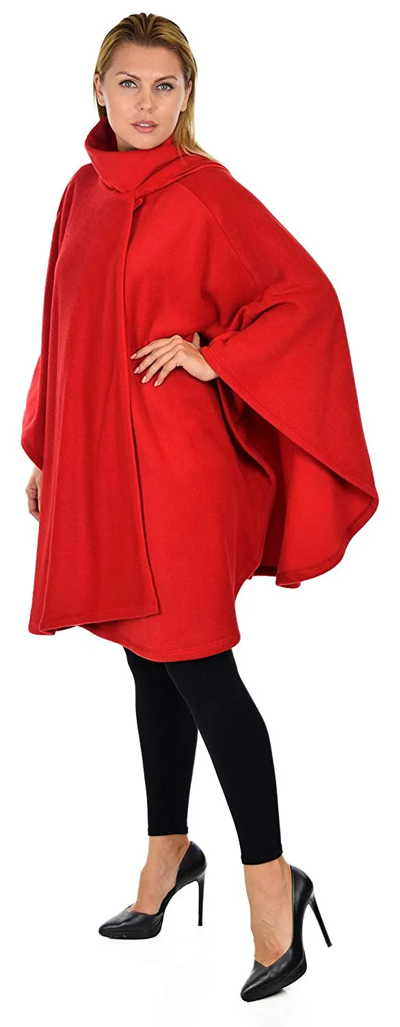 Dare2bStylish Women Poncho Style Fleece Cover Up with Muffler