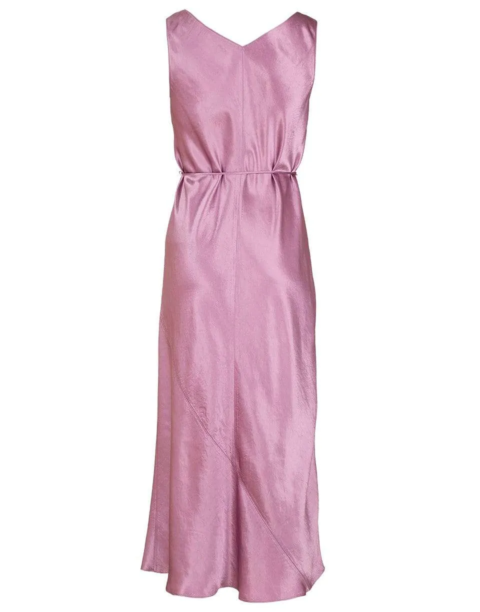 Double V-Neck Satin Slip Dress