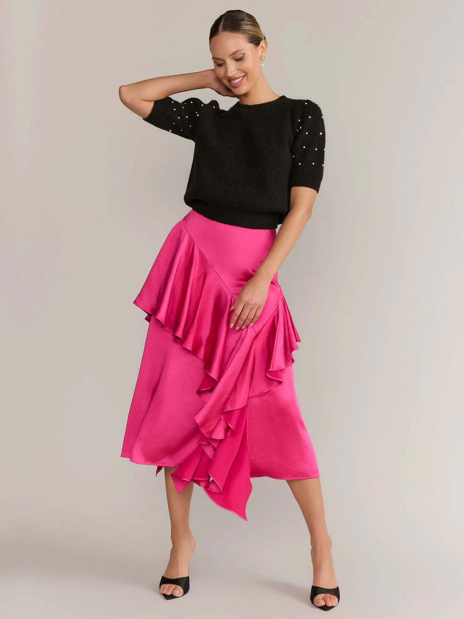 Dreamers Pearl Embellished Elbow Sleeve Ribbed Pullover - Brands We Love