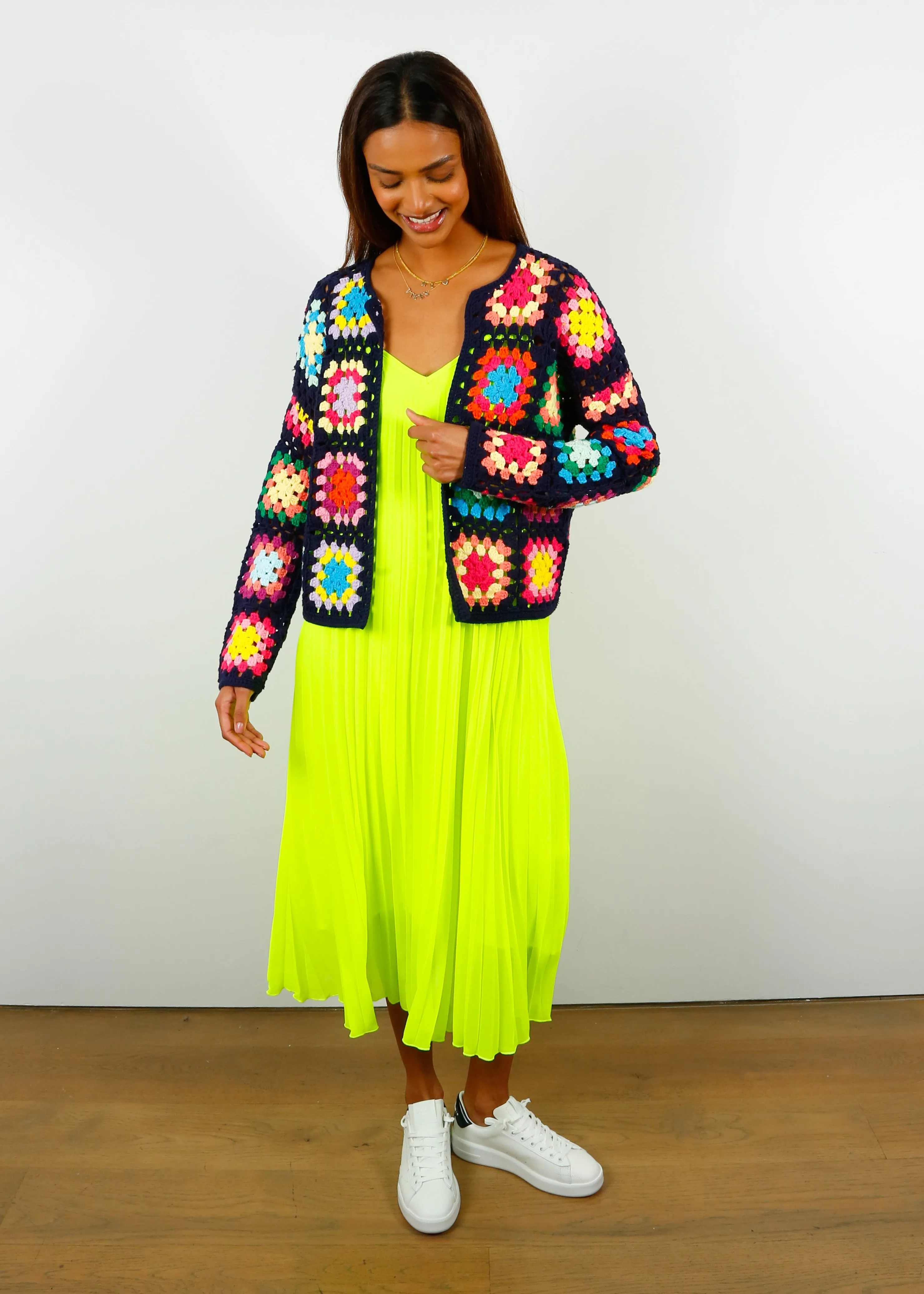 EA Doozy Pleated Slip Dress in High Alert