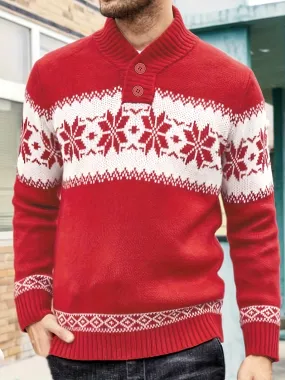 Edvard Nordic Pullover | Warmer Norwegischer Strickpullover mit Kragen für Herren