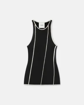 Enna - Patchwork Mesh-Jersey Tank Top - Black/White wax