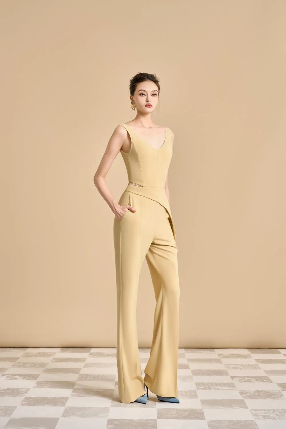 Esteban Bodycon V-Neck Polyester Top